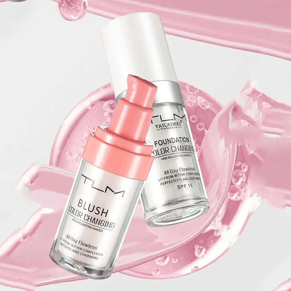 Base de maquillaje líquida Warming Blush que cambia de color con la temperatura, se difumina naturalmente, hidratante, 30 ml