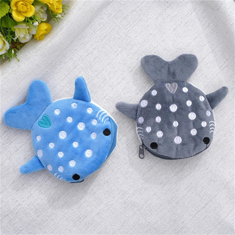 Cute Cartoon Whale Shark Coin Purse Kawaii Wallet Portable Plush Coin Bag Key Earphone Coin Organizer Pouch Zipper Bag Kids Gift - Lootquake
