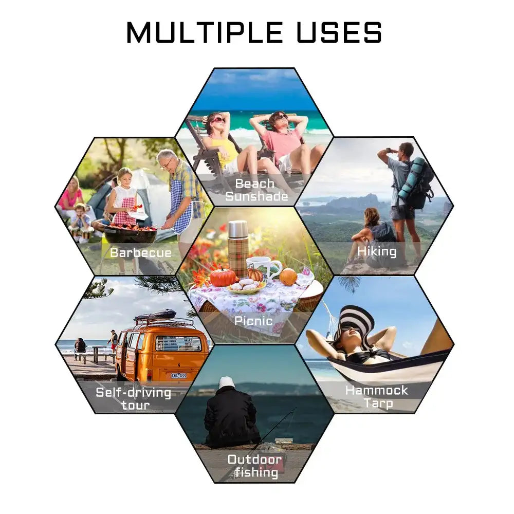 Tente de survie, abri solaire, auvent de camping étanche, 4 x 4 m, 4 x 3 m, 3 x 3 m, 19 points de suspension