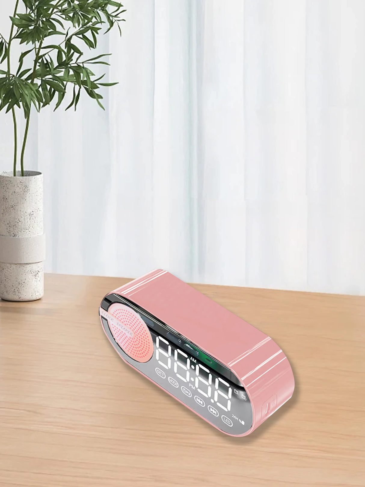 Haut-parleur Bluetooth sans fil, mini design avec de multiples fonctions comme une horloge, le caisson de basses version extérieure est puissant