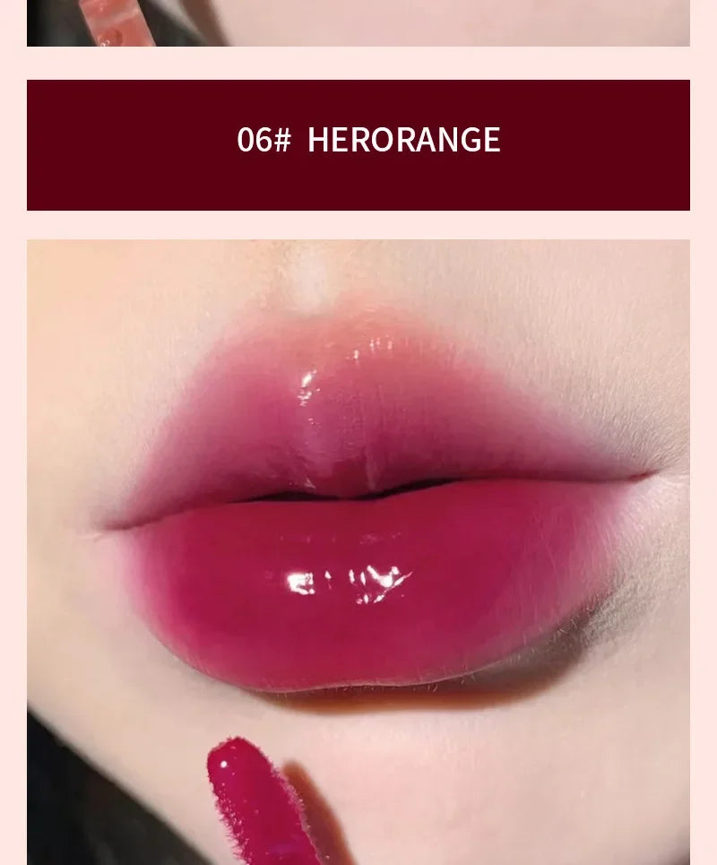 HERORANGE Brillo de labios ligero, brillo de labios, no se pega fácilmente, duradero, lápiz labial hidratante de agua, maquillaje líquido coreano