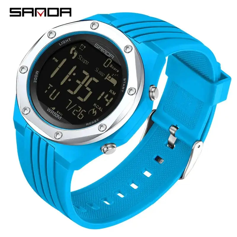 SANDA 6117 New 2023 Step Calorimeter Single Display Electronic Watch Simple Nightlight Waterproof Sports Electronic Watch - Lootquake