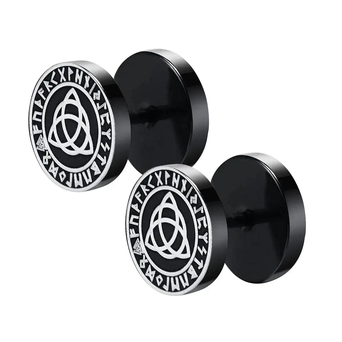 Gothic Norse Viking Runes Stud Earrings for Men Boys,Rock Punk Stainless Steel Valknut Wolf Head Compass Celtic Knot Earrings - Lootquake