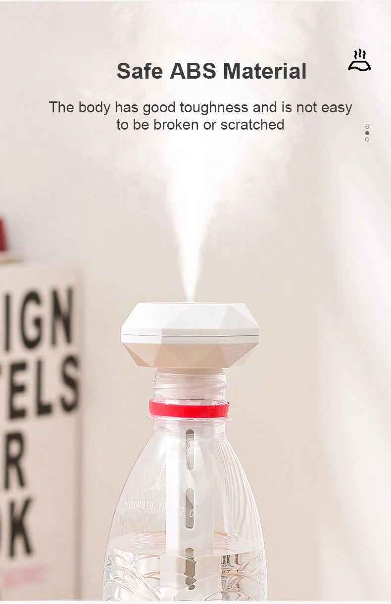 Humidificateur d'air à lampe LED, diffuseur d'huiles essentielles USB, purificateur de voiture, brumisateur d'arômes anioniques avec lumière romantique, humidificateur portable