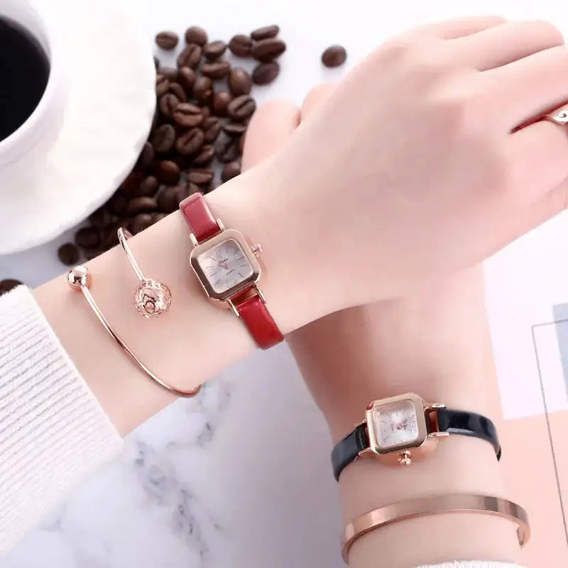 Women Watch Small Square Dial Thin Leather Strap Ladies Wristwatch Elegant Female Watches Casual Relogios Feminino Reloj - Lootquake