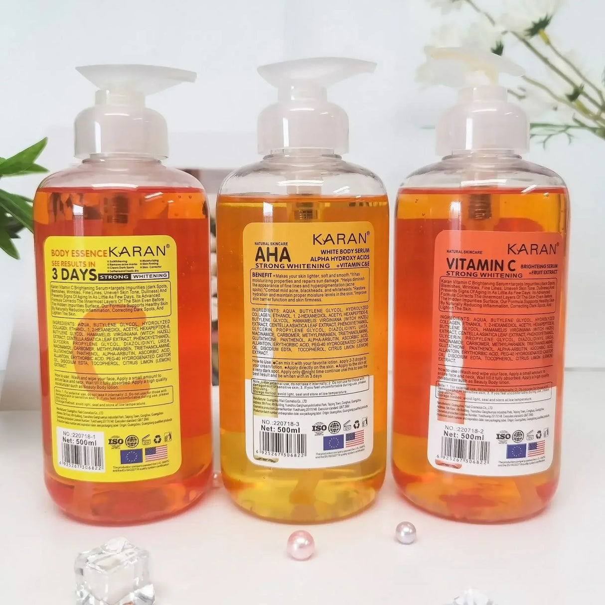 Suero facial con vitamina C y vitamina E de 500 ml, esencia corporal iluminadora, reparadora y antiedad con ácidos frutales VC, esencia de alfahidroxiácidos (AHA)