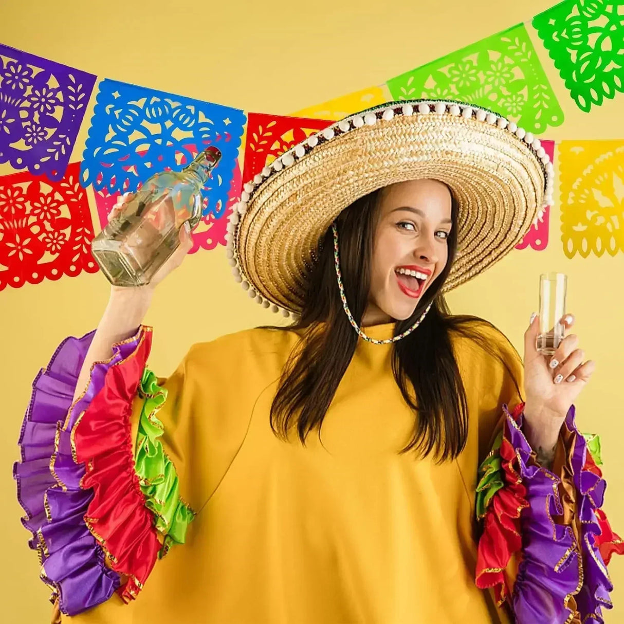 4 PCS Mexican Party Banners, Plastic Papel Picado Mexico Decor, Easter Decor, , Day of The Dead Decoration, 18 Feet Total - Lootquake