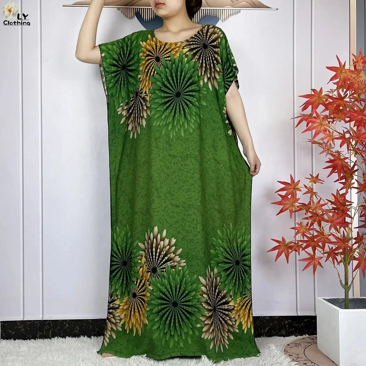 2024 Latest Muslim Sets Women Clothing Cotton Floral Loose Dashiki Long Dress African Abaya Dubai Traditional Islamic Clothing - Lootquake