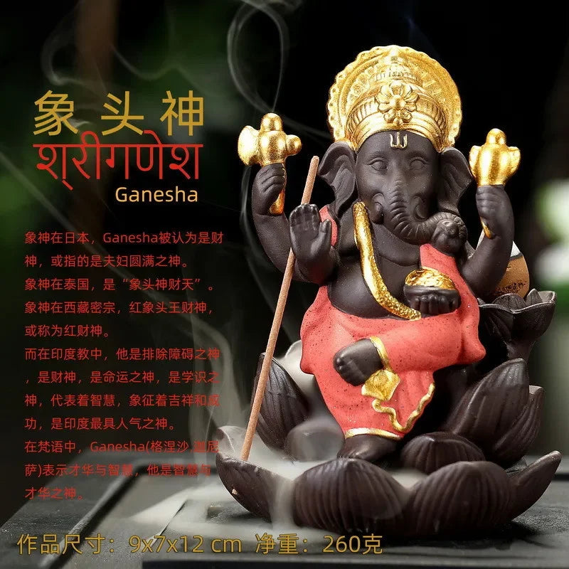 Escultura artesanal de arenisca, meditación sentada, estatua de Buda, escultura de elefante Ganesha, quemador de incienso, decoración Feng Shui,