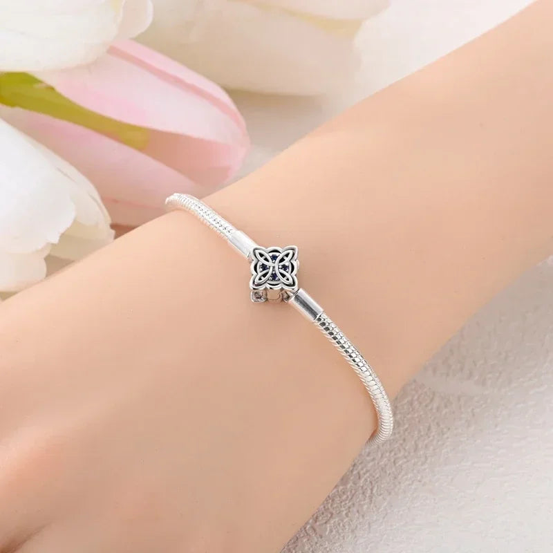 New 925 Silver Celtic Knot Snake Bone Lucky Eye Bracelet Fit Original Charming Bracelet Diy Fine Jewelry Gifts for Women - Lootquake