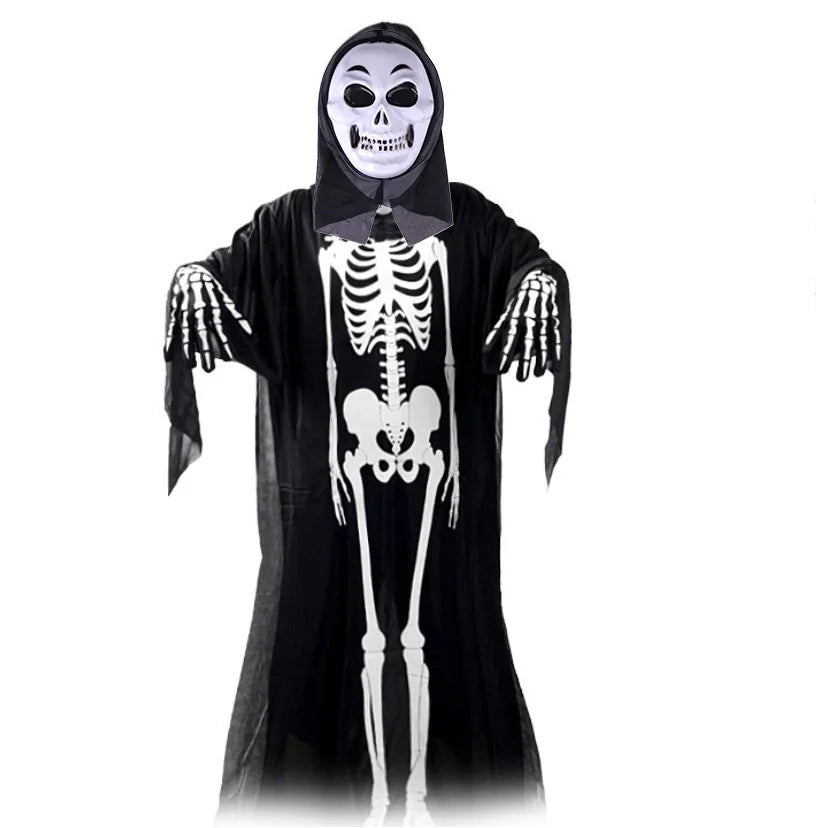 scary halloween costumes adults fantasia cosplay masque LED scream ghost horror mask children black skeleton costume suit