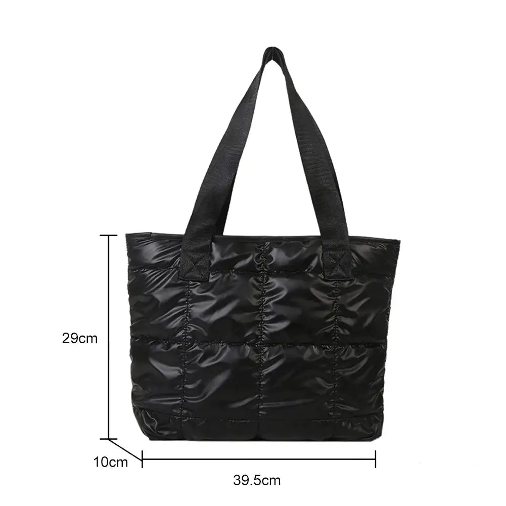 Fashion Ladies Tote Handbags Large Capacity Cotton Padded Shopping Bag Rhombus Portable Handbag Quilted Solid for Leisure Travel - Lootquake