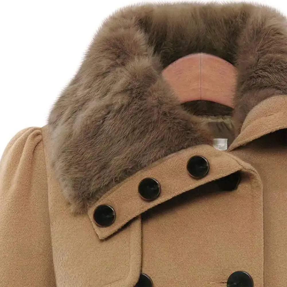 Winter Women's Jacket Windbreaker Warm Plush Thick Clothes Double Breasted Belt Autumn And Winter Korean Style Slim Lapel Coat - Lootquake