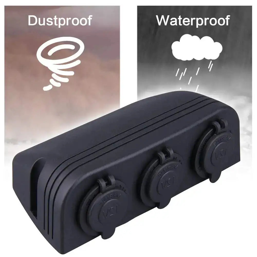 3 In 1 Tent Type 12-24V Cigarette Lighter Power Sockets Combination Automotive Accessory Outlet for Car Rv Truck Marine Boat - Lootquake