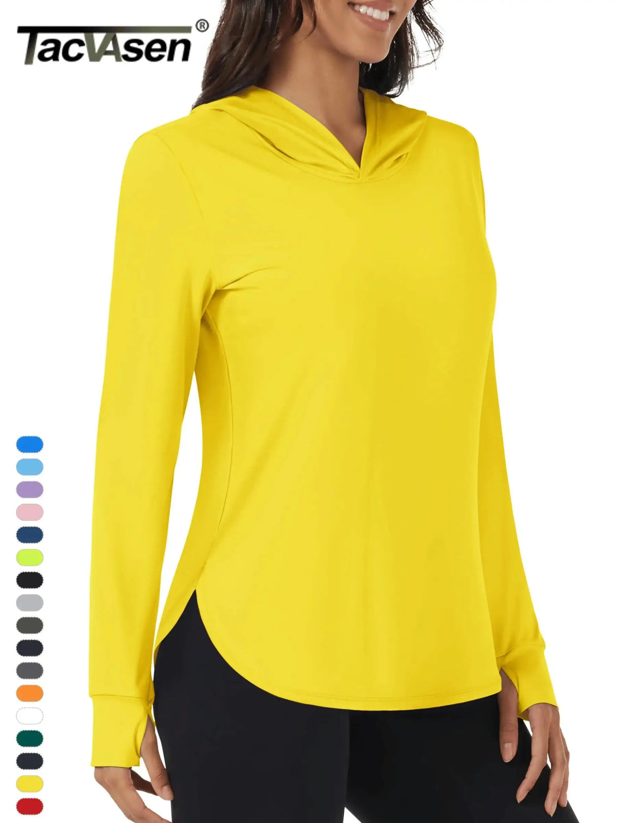 TACVASEN UPF 80+ Quick Dry Hooded T-Shirts Womens Summer Long Sleeve Sun UV Protection Tees Breathable Thumb Holes Pullover Tops - Lootquake