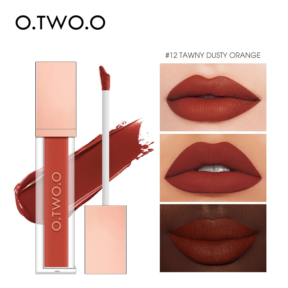 Rouge à lèvres liquide O.TWO.O 12 couleurs, fini mat, brillant à lèvres sexy et soyeux, résistant à l'eau, résistant aux baisers, longue durée, teinte pour les lèvres, cosmétiques