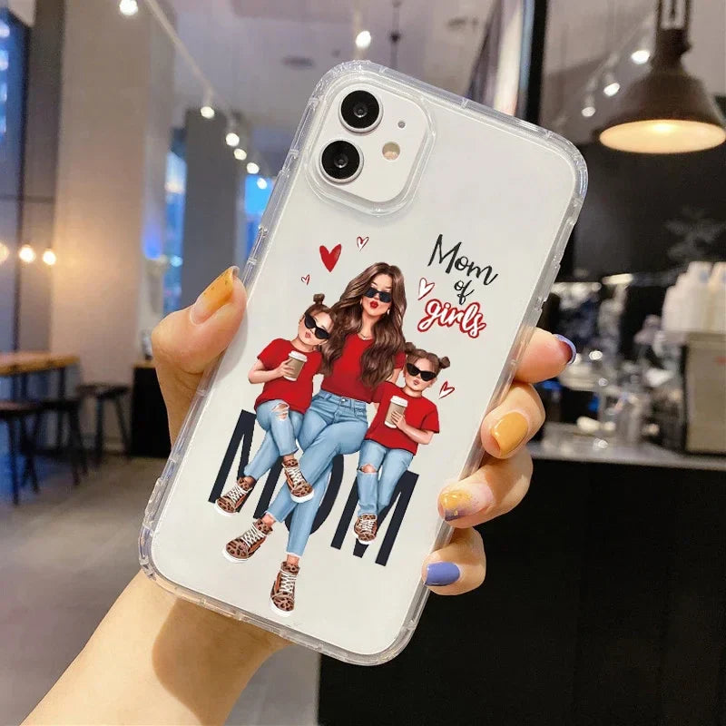 Funda para teléfono con diseño de supermamá y papá