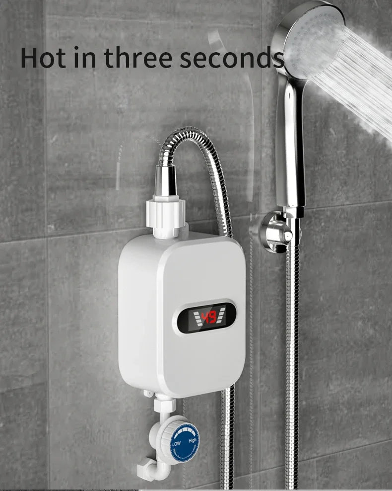 Chauffe-eau électrique instantané 3 500 W pour salle de bain, robinet de chauffage, chauffe-eau instantané en 3 secondes, pommeau de douche