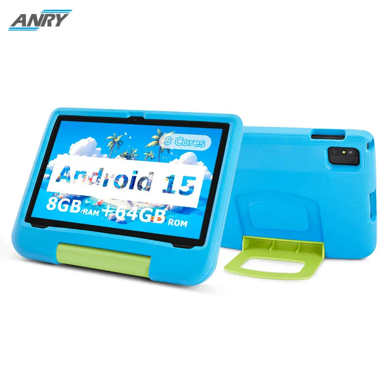 Tablette PC ANRY 10,1 pouces Android 15, 8 Go (4 + 4 extensibles), RAM 64 Go, écran HD, double caméra IPS, 5G, Wi-Fi, 6 tablettes, cadeau pour enfants