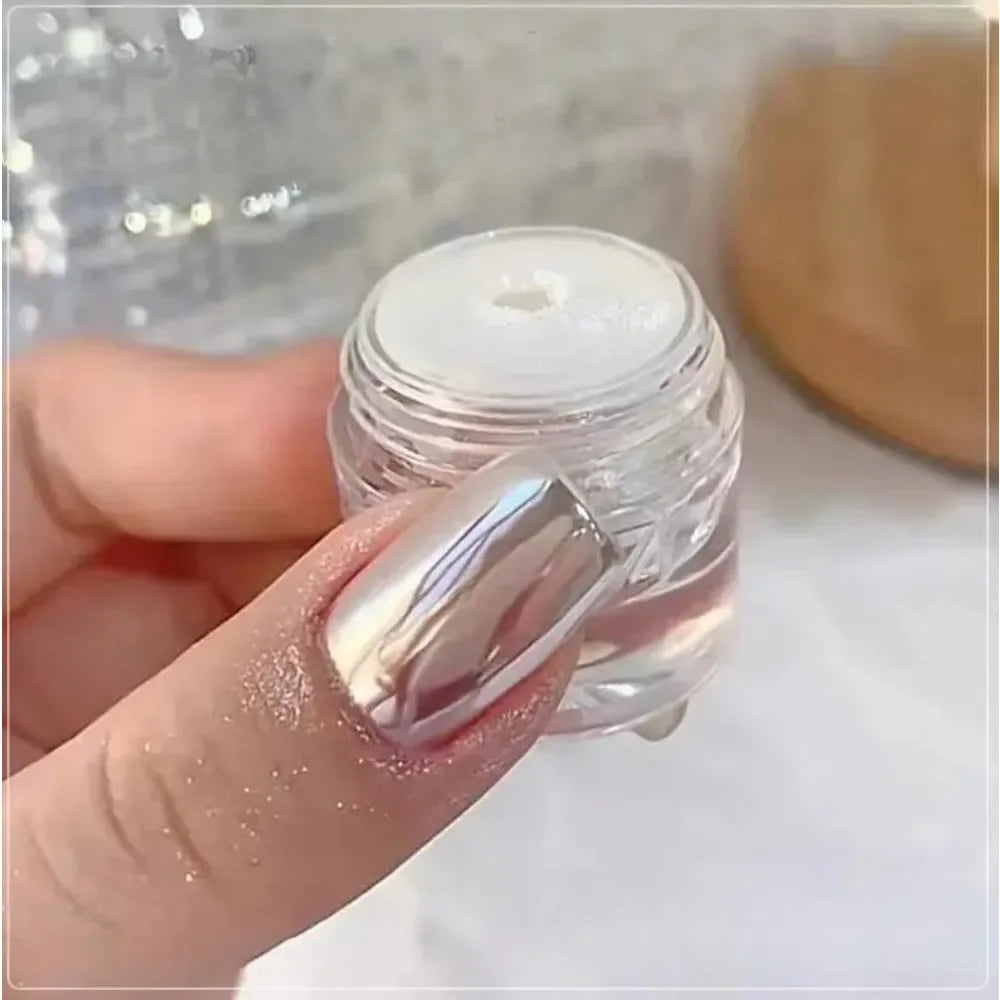 1Pc Moonlight Mirror Nail Powder Silver Fine Glitter Metallic Effect Pigment Gel Polish Chrome Holographic Nail Powder Art Salon