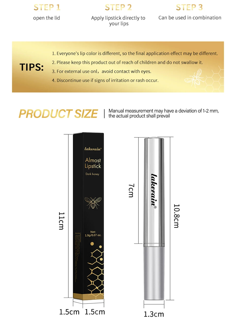 Lápiz labial de miel negra, hidratante de larga duración, voluminizador de labios natural, maquillaje, brillo voluminizador de labios, cosméticos, exfoliante para labios.