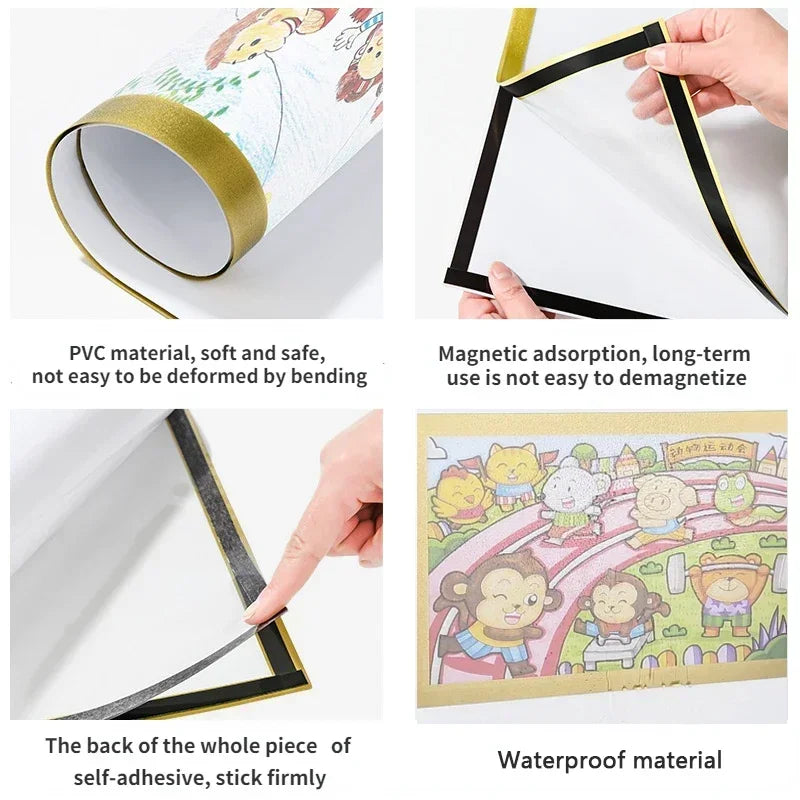 Marco de fotos magnético negro A4/A5/A6, columna publicitaria, columna publicitaria, marco de póster suave autoadhesivo, carpeta de certificados