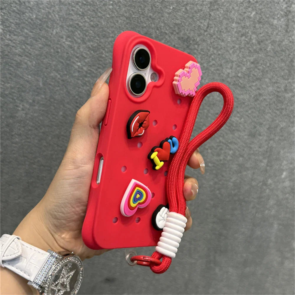 Funda blanda de silicona líquida con agujeros para iPhone