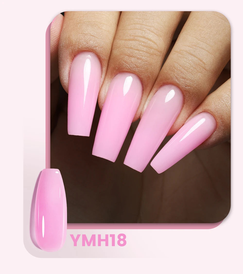 Esmalte de uñas en gel YOKEFELLOW de 15 g, color rosa nude, transparente, para construcción, extensión, remojo, UV LED, acrílico.
