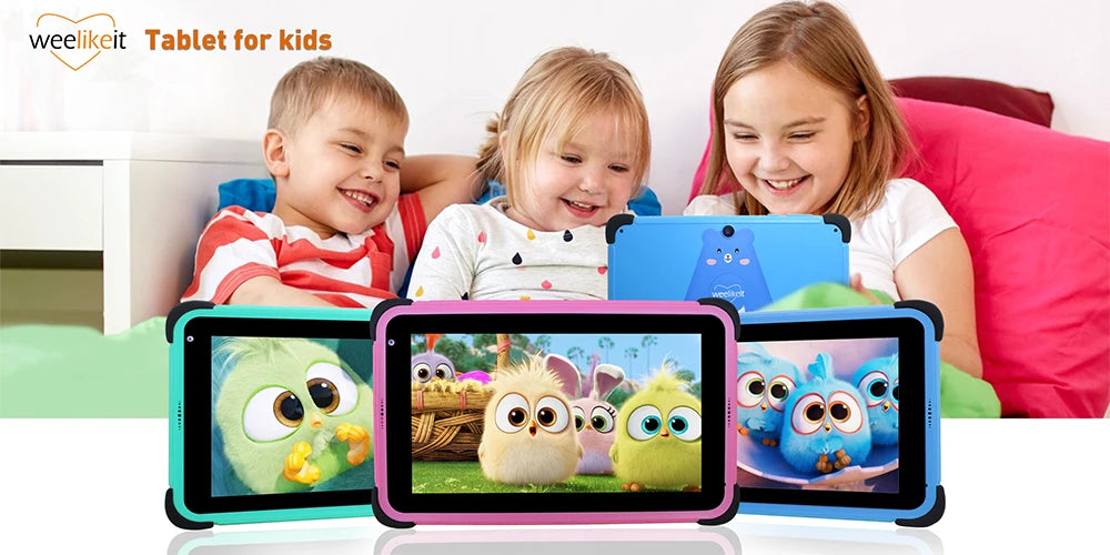 Tablette enfant Weelikeit 8 pouces Android 11 1280x800 IPS 2 Go 32 Go Quad Core 4500 mAh Wi-Fi avec support