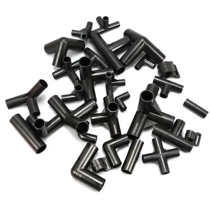 I.D 8/12/16/19mm Black Plastic Pipe Connector DIY Shelf Water Tube Joint Tent Fixed Connector Tee Four Way Elbow Straight Joint - Lootquake