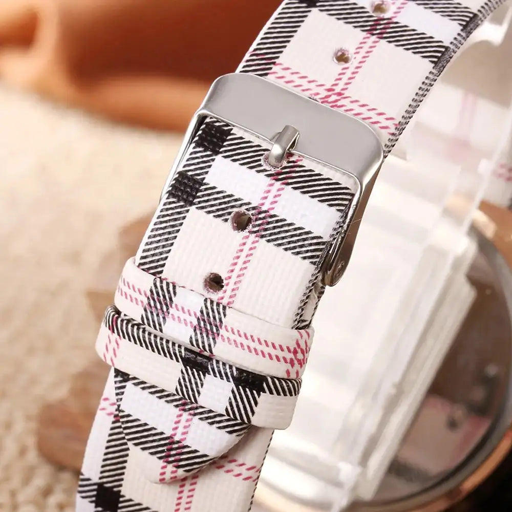 Women's Luxury Quartz Watch, Plaid Clock, Rose Gold Dial Dress, Casual Wristwatch, New Brand, Fashion - Lootquake
