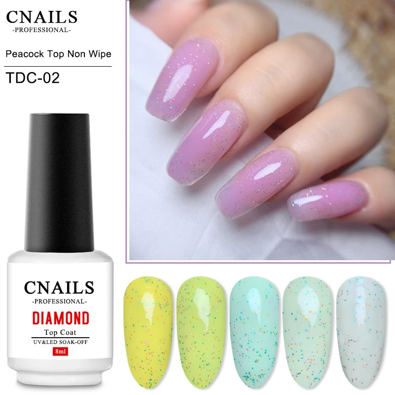 Esmalte de uñas CNails sin necesidad de limpiar, capa superior de gel transparente, capa base de gel, barniz de secado rápido, capa superior UV/LED, accesorios para decoración de uñas, esmalte de uñas mate