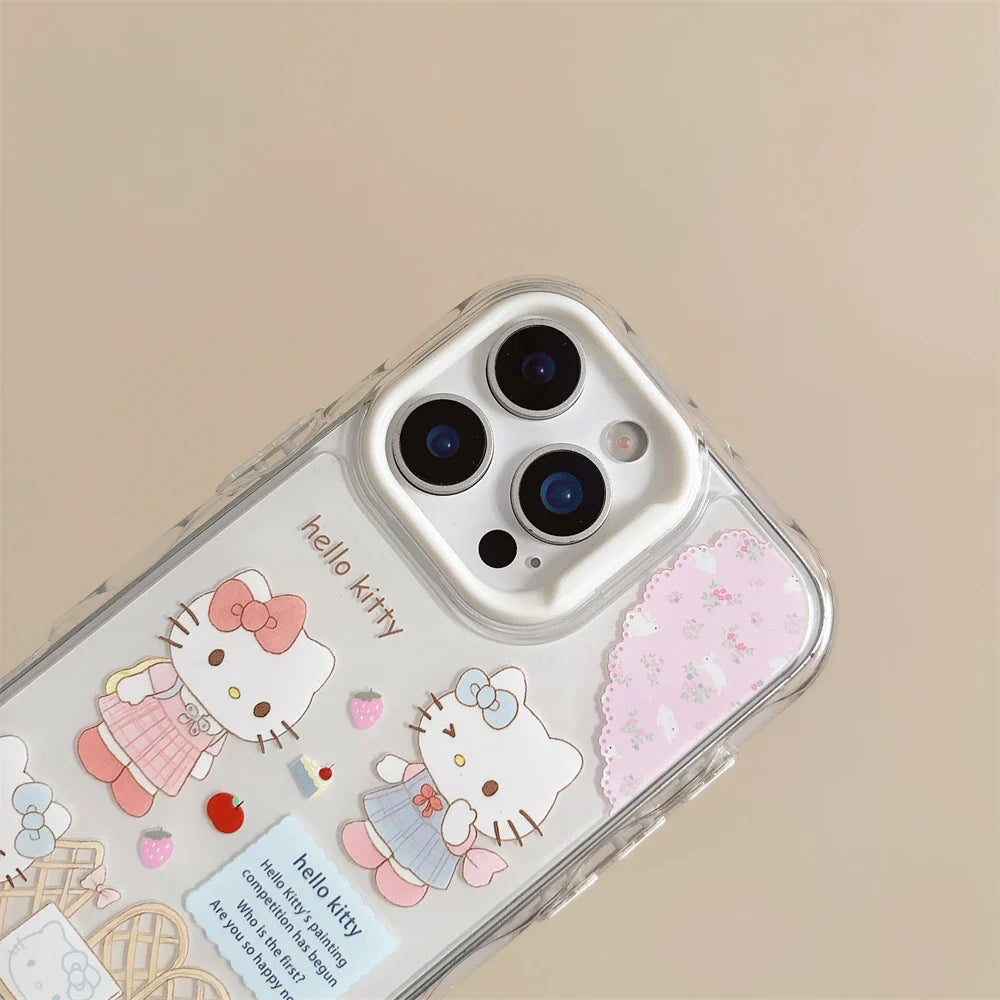 Funda para teléfono con diseño de Hello Kitty, diseño de gatos adorables, a prueba de golpes, color rosa transparente