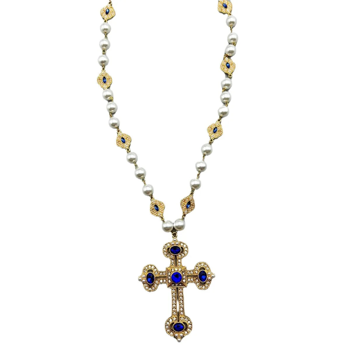 Cross Pendant Necklace with pearl Female Silver 925 and steel Jewelry For Women Fashion girls - Lootquake