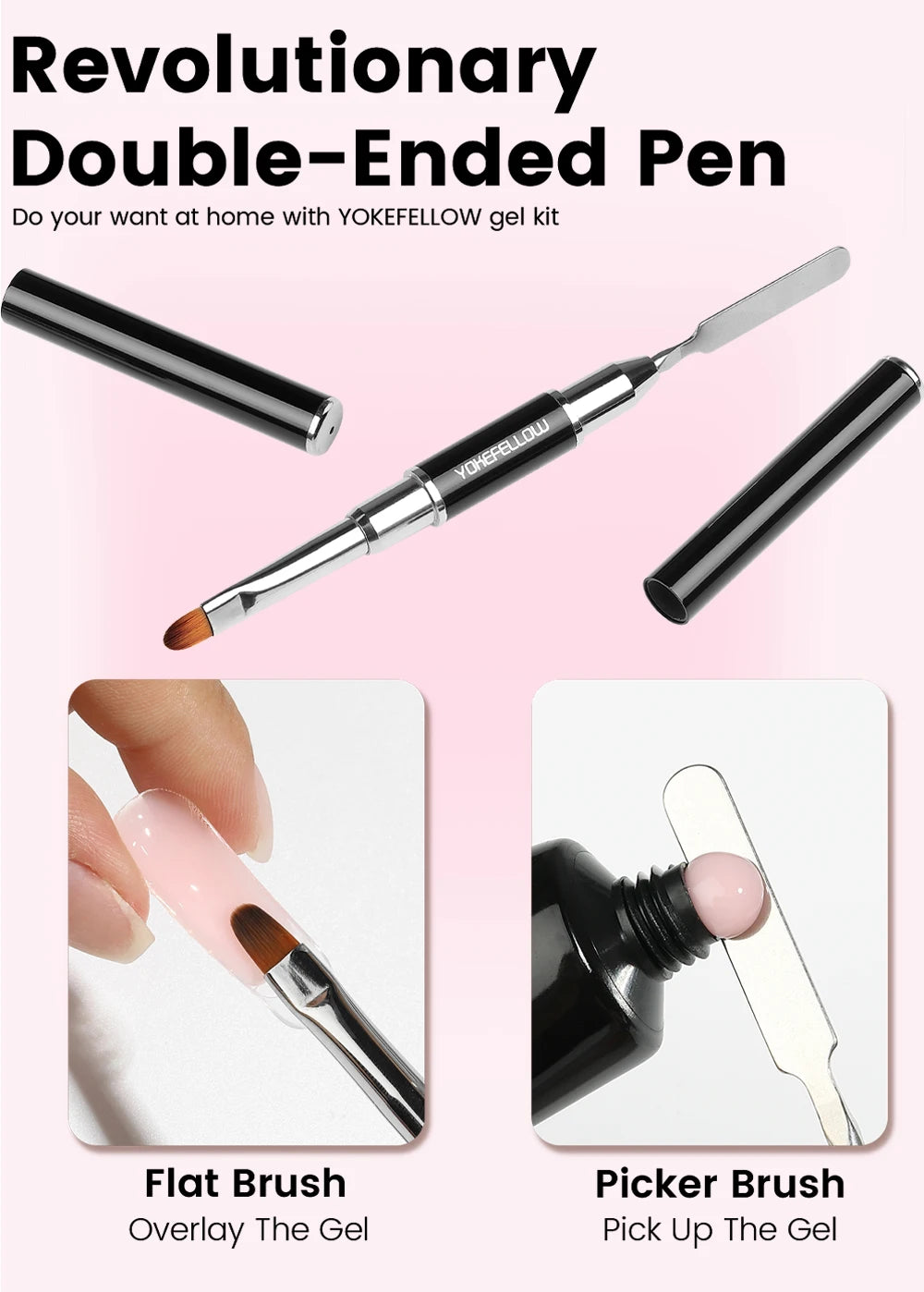 Esmalte de uñas en gel YOKEFELLOW de 15 g, color rosa nude, transparente, para construcción, extensión, remojo, UV LED, acrílico.