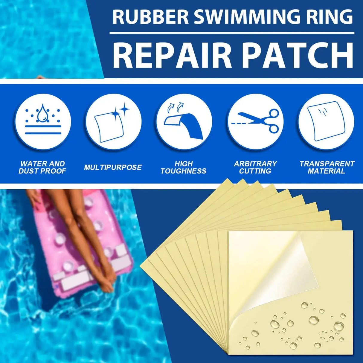 Iatable Pool Patch Repair Kit Air Mattress Patch Waterproof PVC Repair Hole Patch Sticker Tape For Tent Yoga Ball Kayak - Lootquake