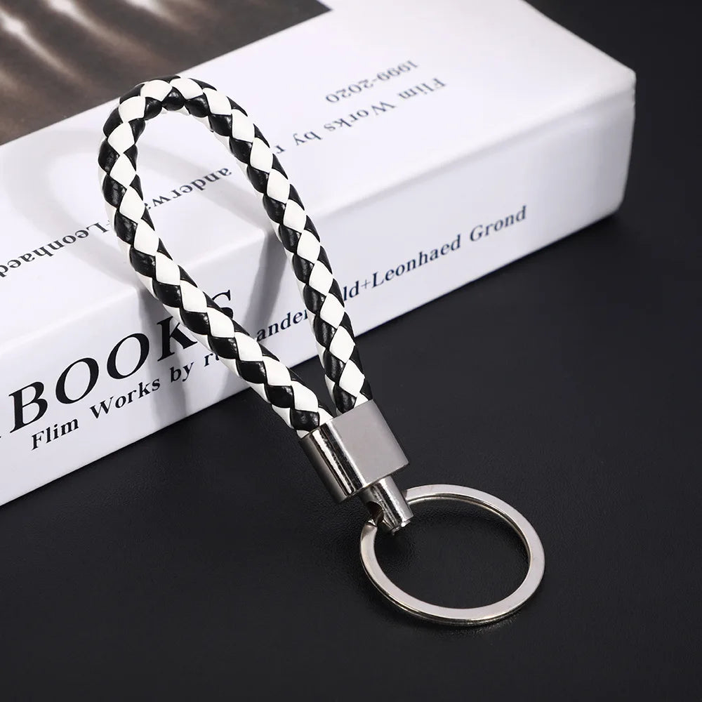 Originality PU Leather Metal Organization Rope Keychain Personality Custom Name Text Keyring Car Moto Key Ring Chain Gift - Lootquake