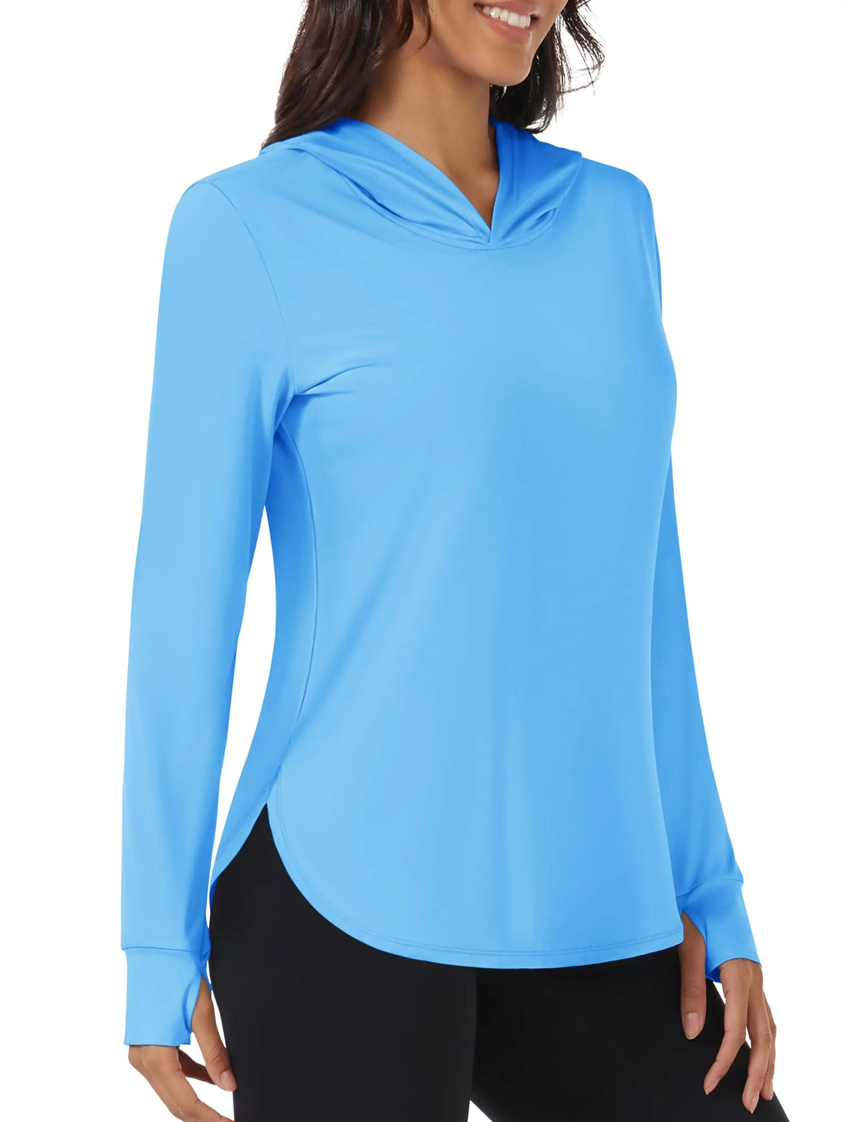 Camisetas de manga larga con capucha y protección solar UV TACVASEN UPF 80+ de secado rápido