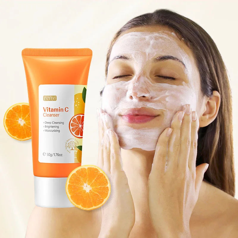 Limpiador facial con vitamina C, limpieza profunda de la piel, hidratación, eliminación de puntos negros, cuidado de la piel, espuma limpiadora facial, cuidado de la piel