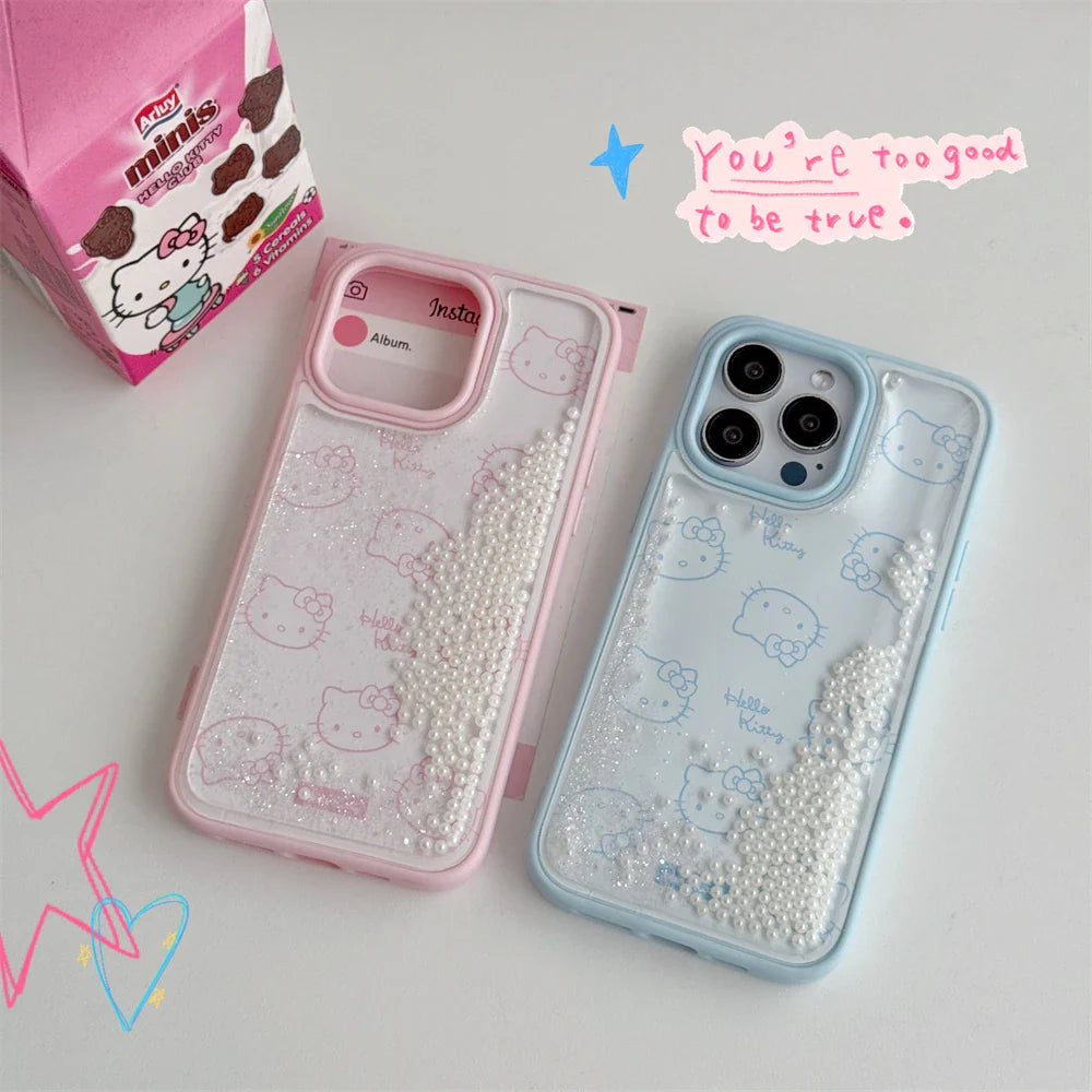 Bonita funda para teléfono de Hello Kitty en color rosa arenas movedizas