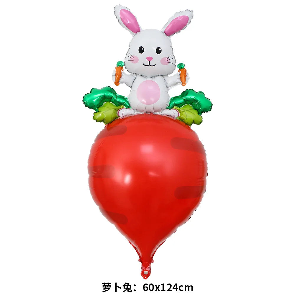 Easter Bunny Inflatables Balloon Decorations Standing Carrot Balloons Cute Carrot Rabbit Happy Easter Party Birthday Decorations - Lootquake