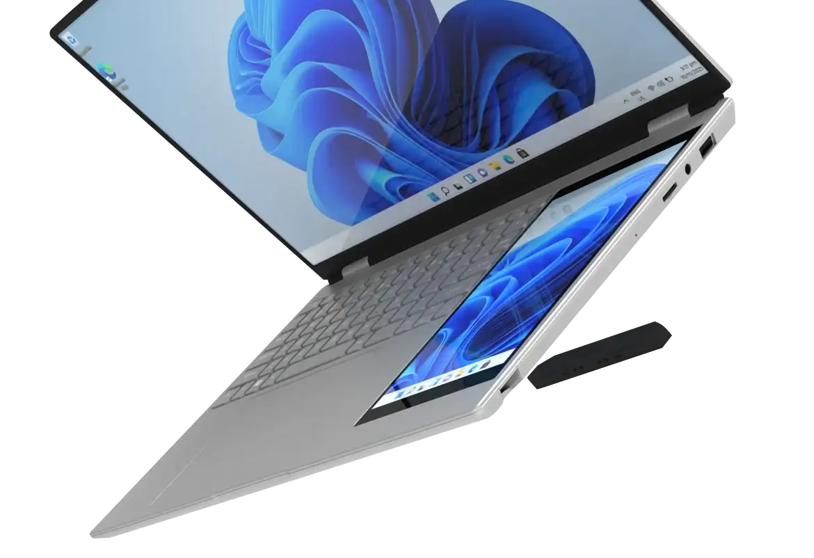 CRELNADER Dual Screen Laptop 7 Inch Touch Screen Metal Case RGB Backlit Fingerprint Unlock Window 11 Ultrathin Laptops Notebook - Lootquake