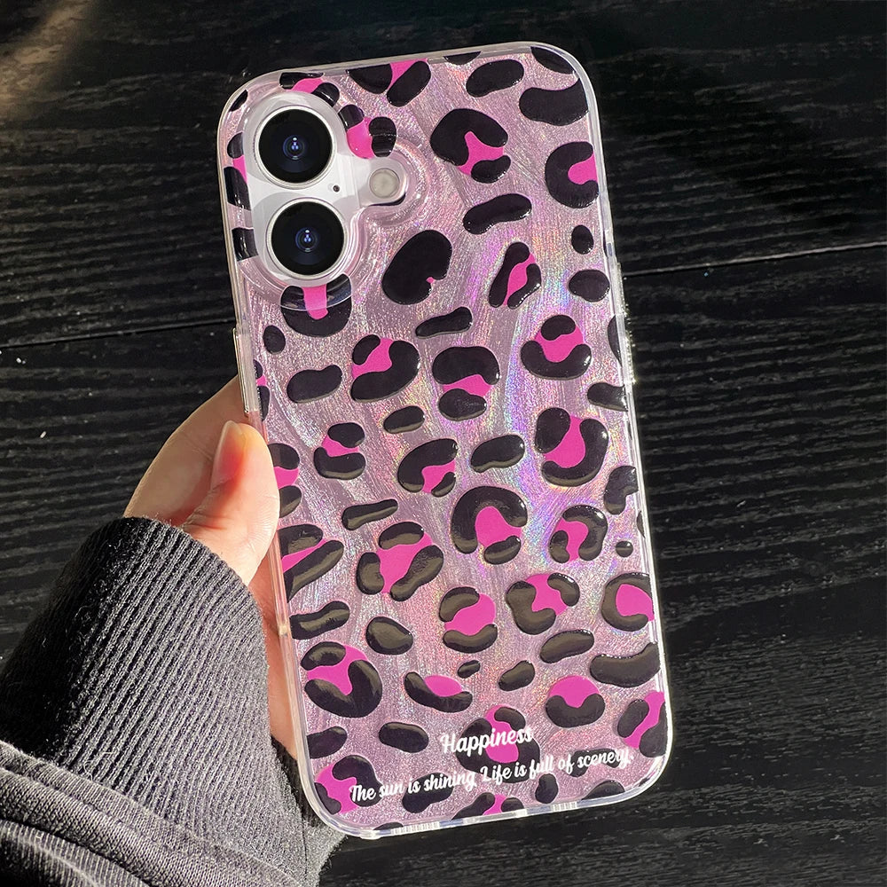 Funda blanda para teléfono con estampado de leopardo