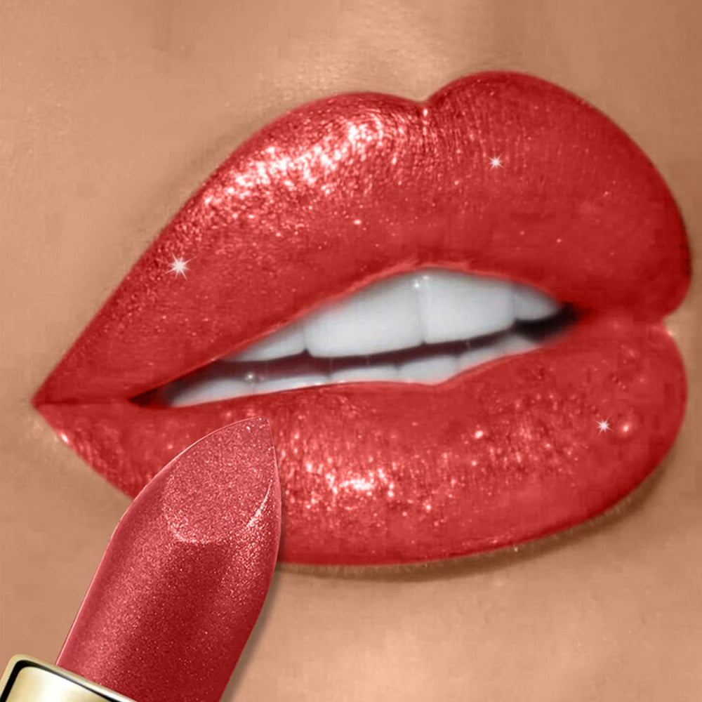 Rouge à lèvres Diamond Shimmer, brillant à lèvres hautement pigmenté, longue tenue, 10 couleurs, brillant à lèvres pailleté, maquillage des lèvres, cosmétiques, maquillage sexy