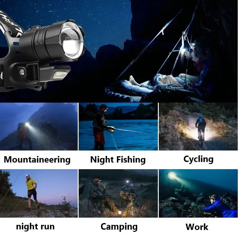 1000000LM XHP360 High Power Fishing Headlamp Rechargeable Light Headlight Camping Hiking Led Flashlights Power Bank Head Lamp - Lootquake