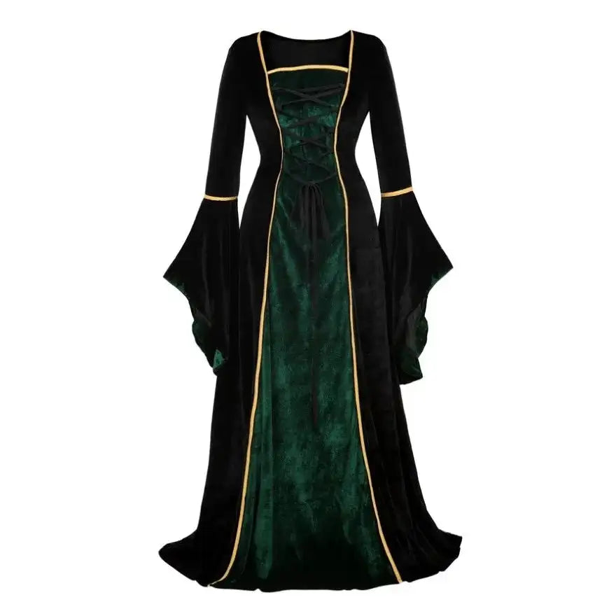 Medieval Renaissance Velvet Long Dress Women Victorian Retro Fancy Gown Halloween Cosplay Costume Plus Size - Lootquake