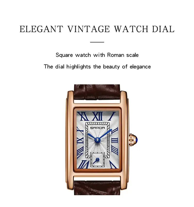 SANDA 1116 New Fashion 2024 Elegant Design Rectangle Dial Water Resistant Quartz Movement Business Women Analog Wrist Watch - Lootquake