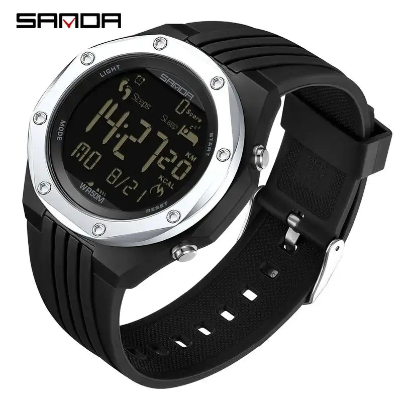 SANDA 6117 New 2023 Step Calorimeter Single Display Electronic Watch Simple Nightlight Waterproof Sports Electronic Watch - Lootquake