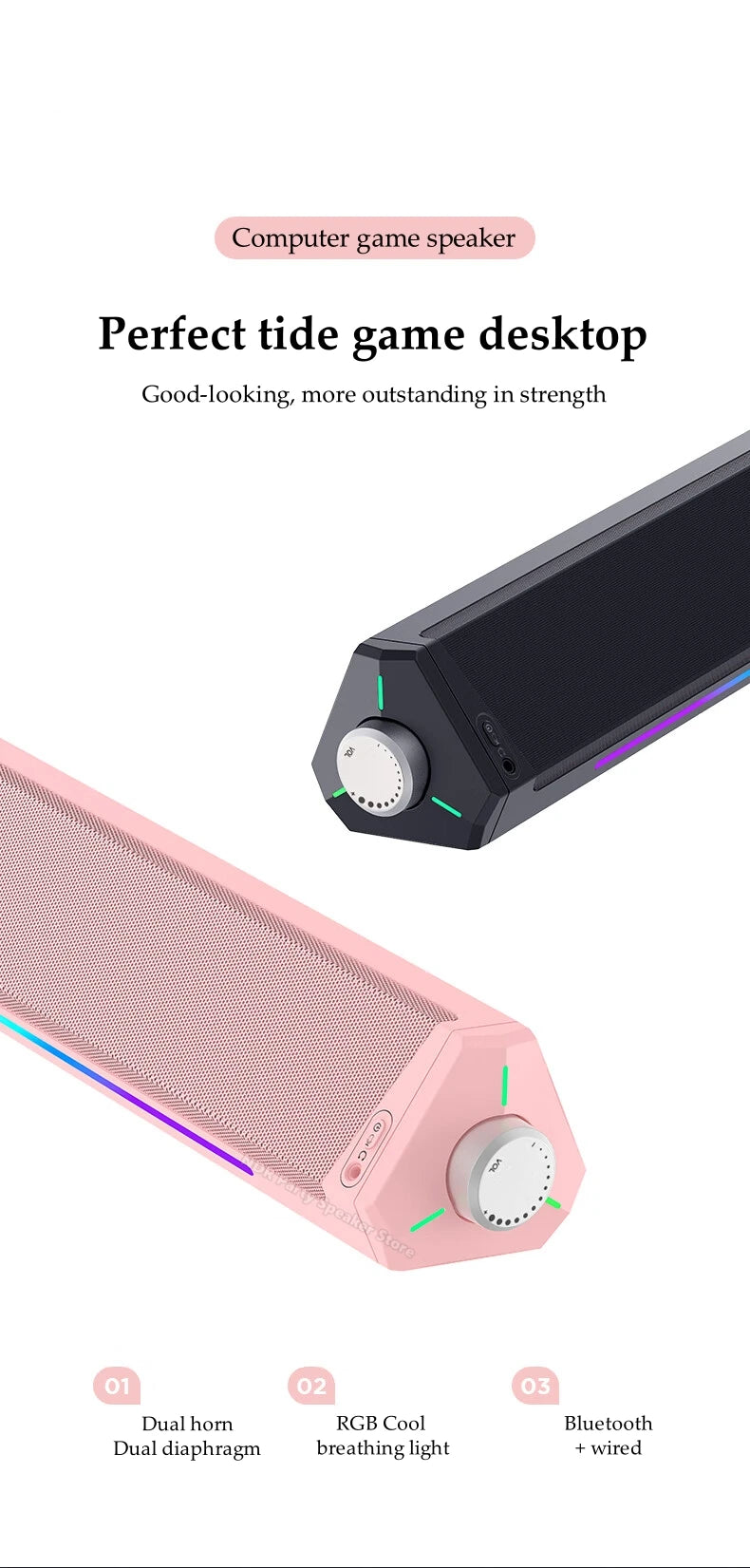 Home Bluetooth Gaming Speakers Portable USB Subwoofer Surround Stereo Sound Amplifiers Soundbar Speaker Desktop Speakers For PC