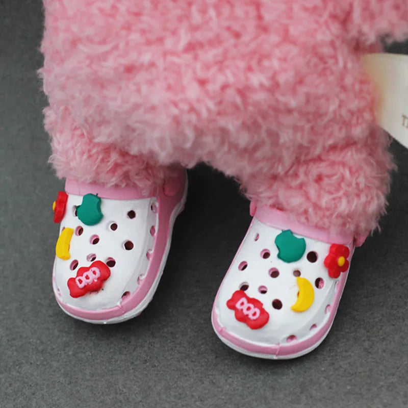 Labubu Doll Slippers 4.3x2.0cm Labubu Doll Decorative Accessories Desktop Doll Ornament Shoes For 15cm Doll Children Toys Gift
